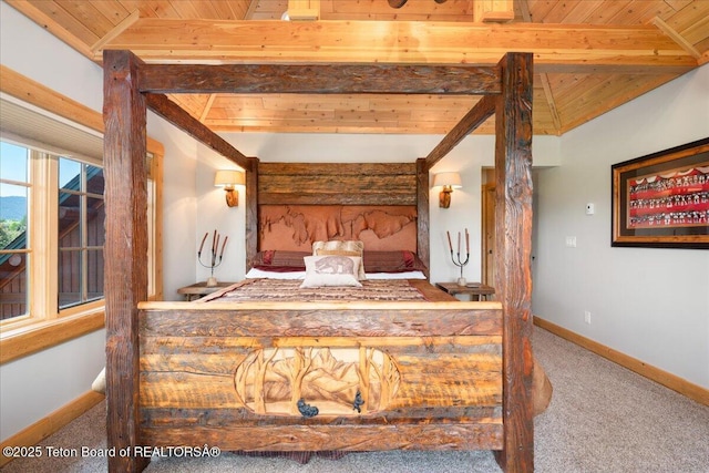 2321 S 3500 W, Driggs, ID 83422 - carpeted bedroom with a wood ceiling with exposed beams and baseboards