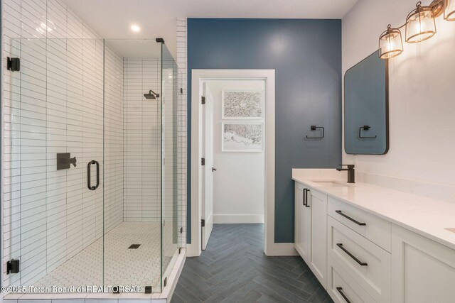 4326 State Line Rd, Freedom, WY 83120 - bathroom with double vanity and a stall shower