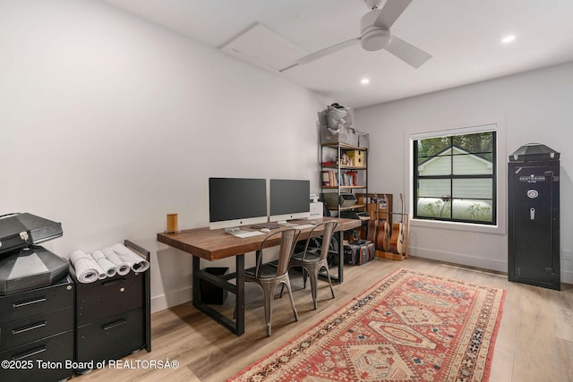 4326 State Line Rd, Freedom, WY 83120 - office with wood finished floors, ceiling fan, and recessed lighting