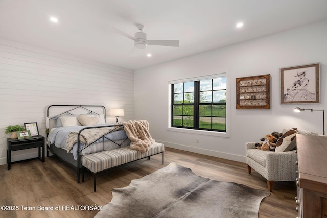 4326 State Line Rd, Freedom, WY 83120 - bedroom featuring wood finished floors, recessed lighting, and a ceiling fan