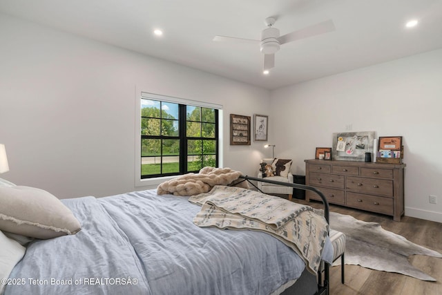 4326 State Line Rd, Freedom, WY 83120 - bedroom featuring wood finished floors, recessed lighting, and a ceiling fan