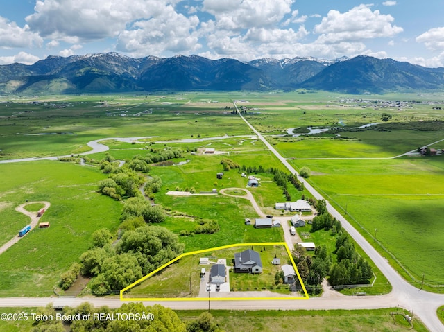 4326 State Line Rd, Freedom, WY 83120 - view of rural area with a mountainous background and property boundaries highlighted