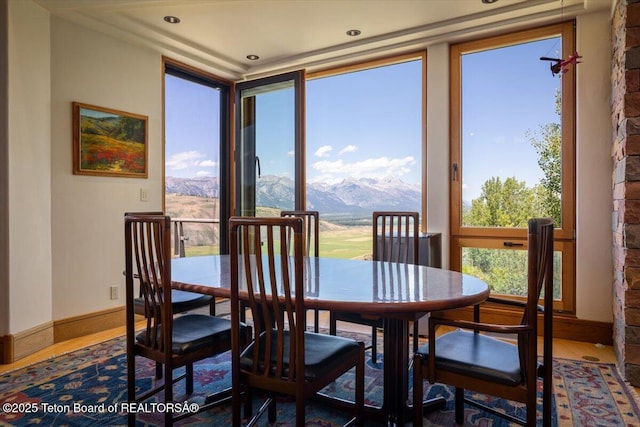 1987 N Spirit Dance Rd, Jackson, WY 83001 - dining room with a mountain view and baseboards