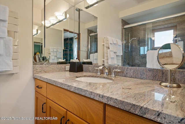 1987 N Spirit Dance Rd, Jackson, WY 83001 - full bathroom with vanity and a shower stall
