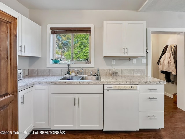 566 Jefferson St, Afton, WY 83110 - kitchen featuring dishwasher, white cabinets, and light stone countertops