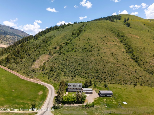 2840 E Dry Crk, Afton, WY 83110 - aerial view of property and surrounding area featuring mountains