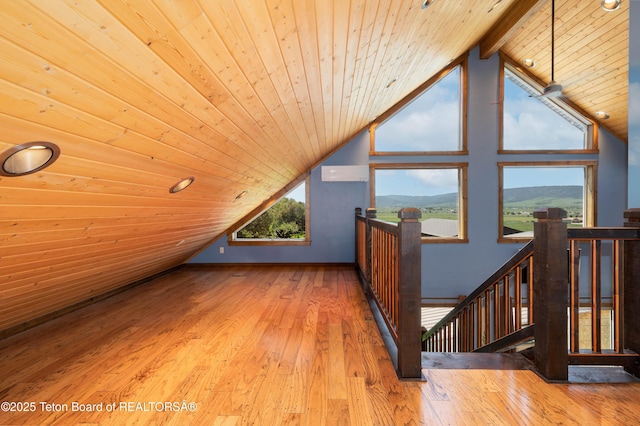 2840 E Dry Crk, Afton, WY 83110 - bonus room with wood ceiling, hardwood / wood-style flooring, and a mountain view