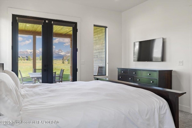 346 S Leigh Ranch Rd, Tetonia, ID 83452 - bedroom featuring access to exterior, french doors, and carpet flooring