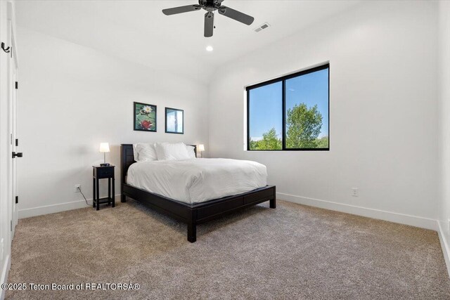 346 S Leigh Ranch Rd, Tetonia, ID 83452 - bedroom with light colored carpet and a ceiling fan
