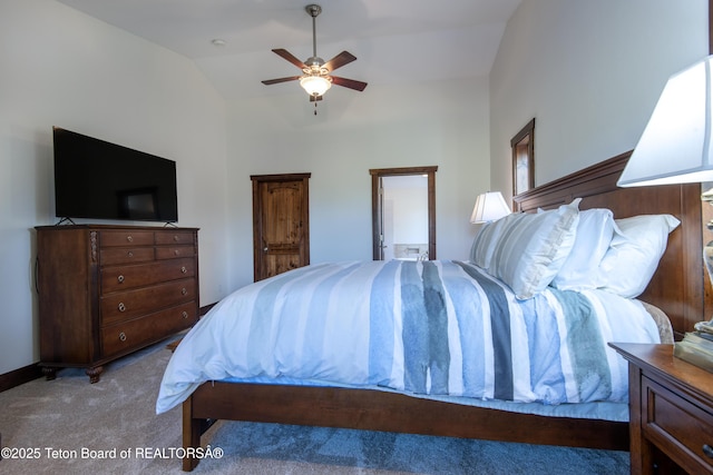 891 Paiute St, Driggs, ID 83422 - carpeted bedroom with lofted ceiling and a ceiling fan