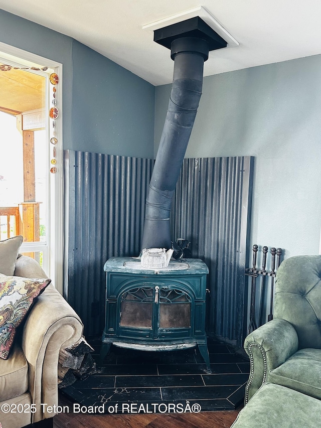27 Chief Joseph, Daniel, WY 83115 - detailed view of a wood stove and wood finished floors
