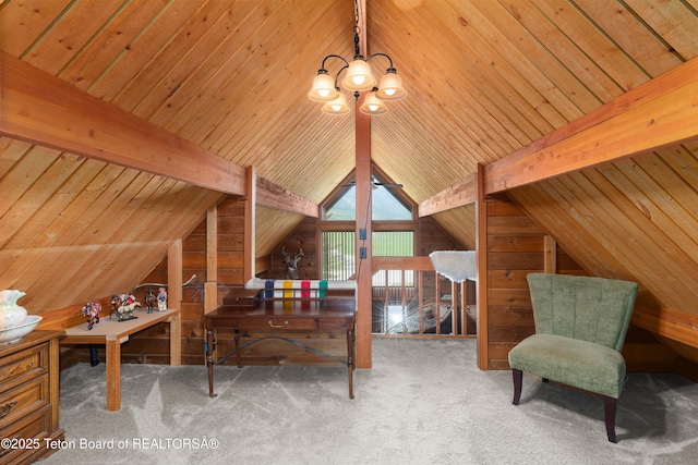 11 E St, Star Valley Ranch, WY 83127 - carpeted office space with wood walls, lofted ceiling, and wood ceiling