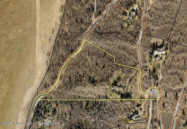 1520 N Pratt Rd, Jackson, WY 83001 - aerial view of property's location featuring property boundaries highlighted
