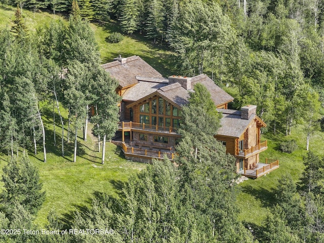 1520 N Pratt Rd, Jackson, WY 83001 - aerial view of property and surrounding area with a forest