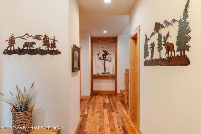 445 Aspen Ridge Trl, Alpine, WY 83128 - hall with light wood-style floors and recessed lighting