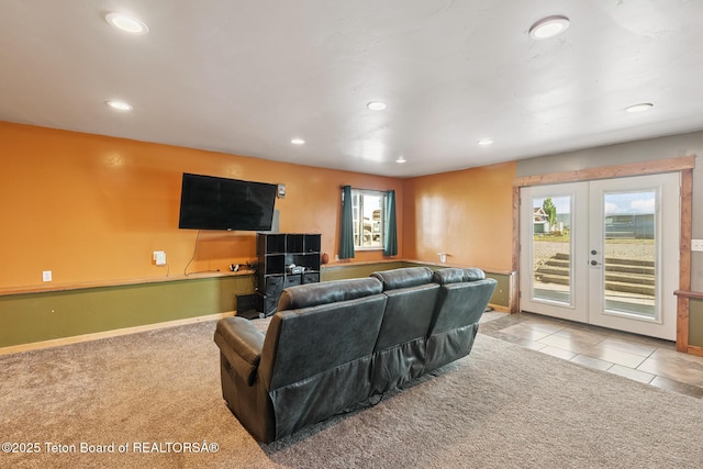 25 Neosha Trl, Boulder, WY 82923 - carpeted living area with french doors, recessed lighting, plenty of natural light, and tile patterned floors