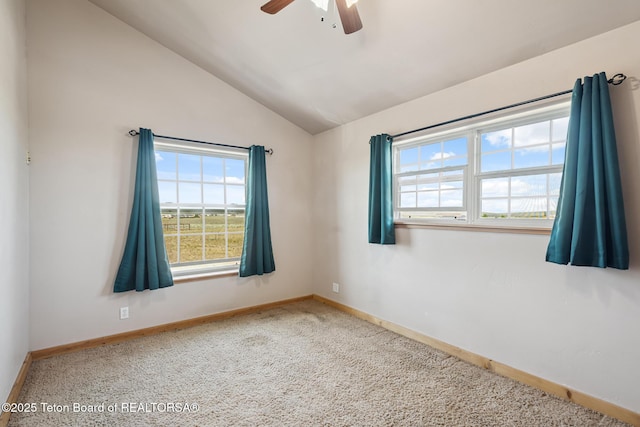25 Neosha Trl, Boulder, WY 82923 - spare room featuring lofted ceiling, ceiling fan, plenty of natural light, and carpet