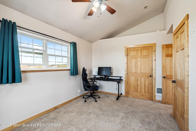 25 Neosha Trl, Boulder, WY 82923 - carpeted home office with vaulted ceiling and ceiling fan