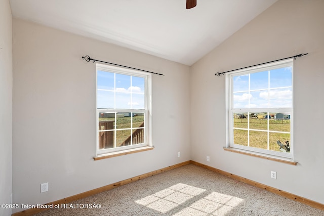 25 Neosha Trl, Boulder, WY 82923 - unfurnished room with plenty of natural light, lofted ceiling, light colored carpet, and a ceiling fan