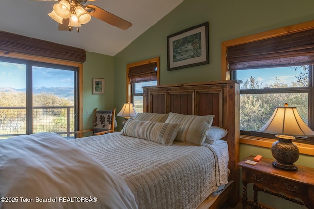 3953 Adams Rd, Driggs, ID 83422 - bedroom featuring vaulted ceiling and a ceiling fan