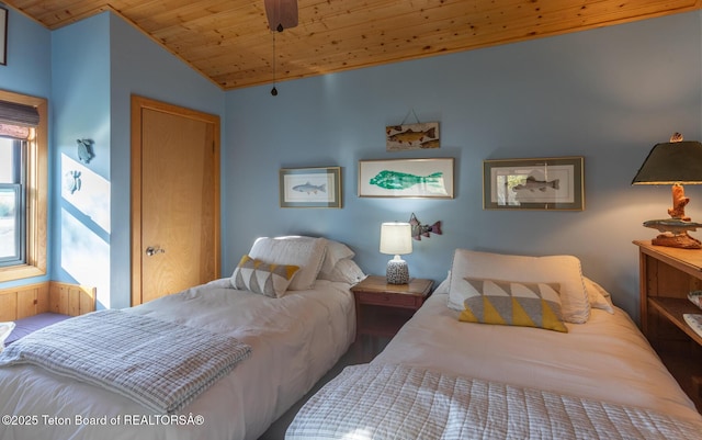 3953 Adams Rd, Driggs, ID 83422 - bedroom with wood ceiling and vaulted ceiling
