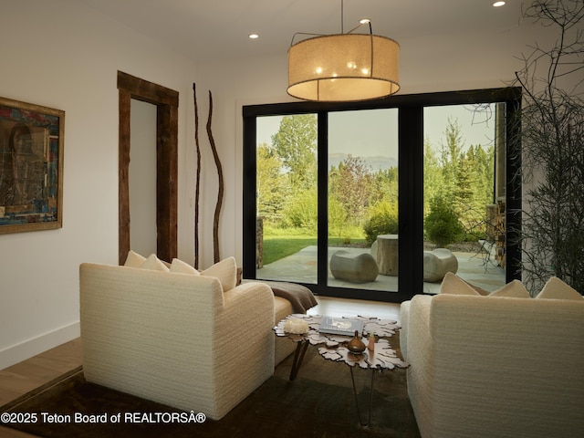5060 W Eagle Rd, Wilson, WY 83014 - sitting room featuring wood finished floors and recessed lighting