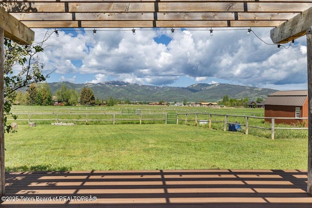 7302 Lakeside Rd, Victor, ID 83455 - view of yard featuring a mountain view, a view of rural / pastoral area, and a pergola