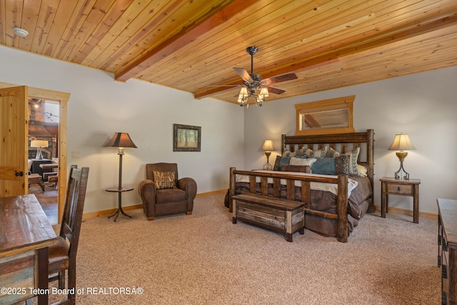 1802 Dusty Trl, Auburn, WY 83111 - carpeted bedroom featuring baseboards and a wooden ceiling with exposed beams