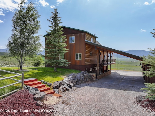 1802 Dusty Trl, Auburn, WY 83111 - view of property exterior featuring stairs and a mountain view