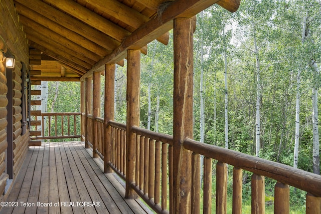 4821 S 2000 E, Victor, ID 83455 - deck featuring a wooded view