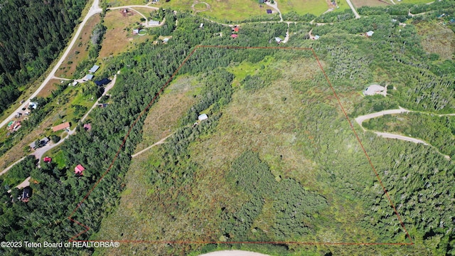 4821 S 2000 E, Victor, ID 83455 - aerial view of property and surrounding area with property parcel outlined and a forest
