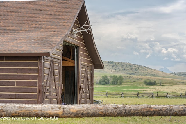 73657339 Summer Breeze Trl, Tetonia, ID 83452 - view of side of property with a shingled roof, a rural view, and a mountain view