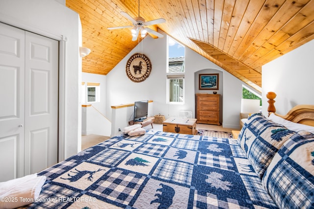 910 Powder Valley Rd Unit 20, Driggs, ID 83422 - bedroom featuring wood ceiling and vaulted ceiling
