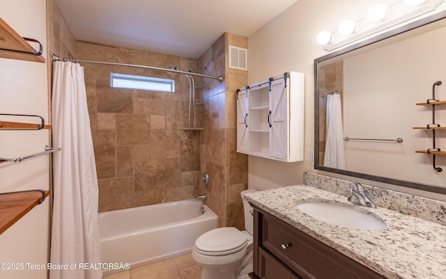 55 Virginian Ln Unit 55-2, Jackson, WY 83002 - bathroom featuring shower / bath combo with shower curtain, vanity, and tile patterned flooring