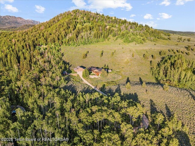 20 Trail Ride Ln, Cora, WY 82925 - aerial view of property and surrounding area featuring mountains and a forest