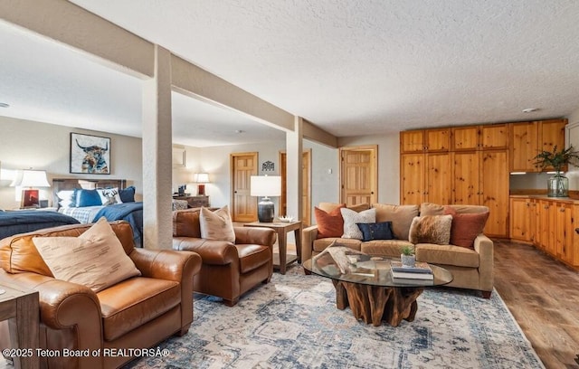 20 Trail Ride Ln, Cora, WY 82925 - living room with light wood-style flooring and a textured ceiling