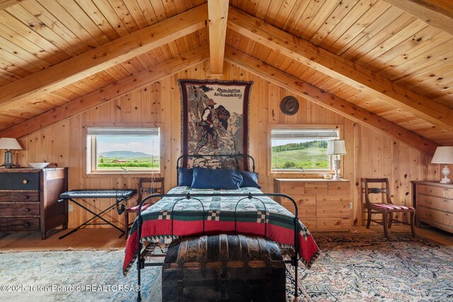 15 S Rainbow Dr, Cora, WY 82925 - bedroom featuring wooden ceiling, wood walls, and wood finished floors