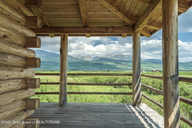 15 S Rainbow Dr, Cora, WY 82925 - wooden terrace with a mountain view and a rural view