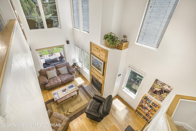 536 Shadow Brook Ln, Driggs, ID 83422 - living room with a high ceiling, plenty of natural light, and wood finished floors