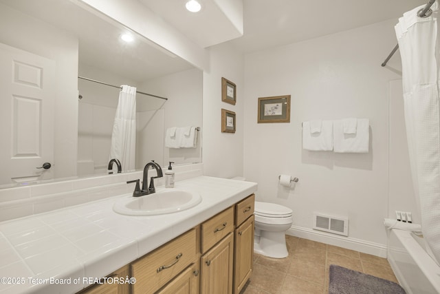 536 Shadow Brook Ln, Driggs, ID 83422 - bathroom with vanity, shower / bath combo, and tile patterned flooring