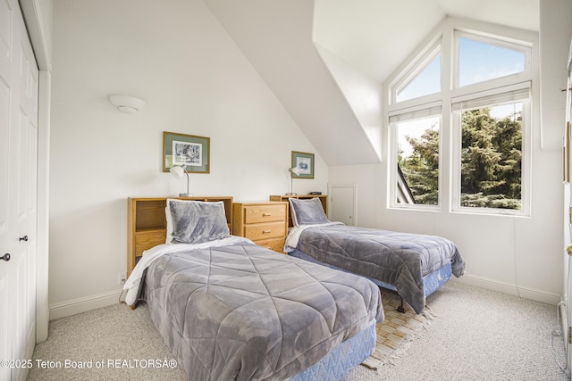 536 Shadow Brook Ln, Driggs, ID 83422 - bedroom with vaulted ceiling and light carpet
