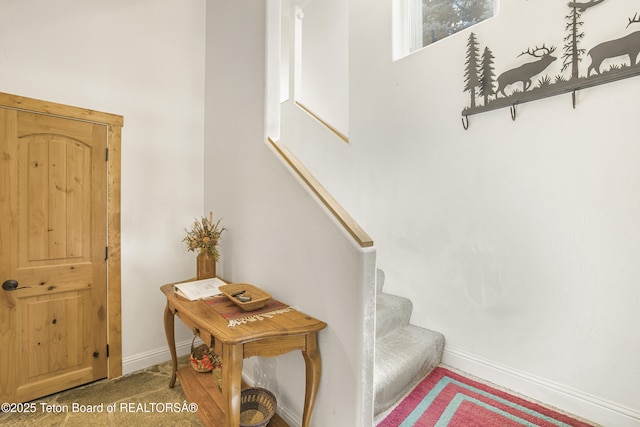 536 Shadow Brook Ln, Driggs, ID 83422 - stairs with baseboards and carpet flooring