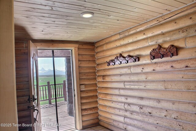 3525 W 13000 N, Felt, ID 83424 - entryway with wood ceiling and rustic walls