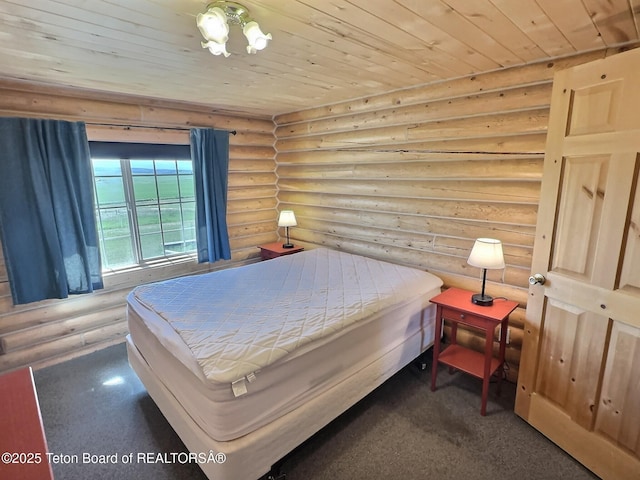 3525 W 13000 N, Felt, ID 83424 - bedroom featuring log walls and wooden ceiling