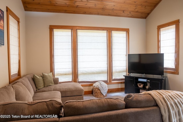 939 W Stuart St, Pinedale, WY 82941 - living area featuring wooden ceiling and baseboards