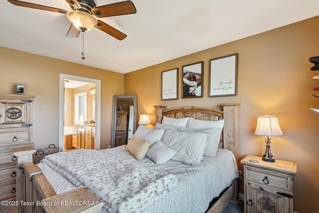 3 Healers, Pinedale, WY 82941 - bedroom featuring ensuite bath and ceiling fan