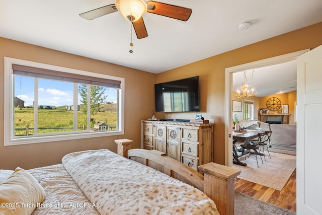 3 Healers, Pinedale, WY 82941 - bedroom with multiple windows, wood finished floors, and a fireplace