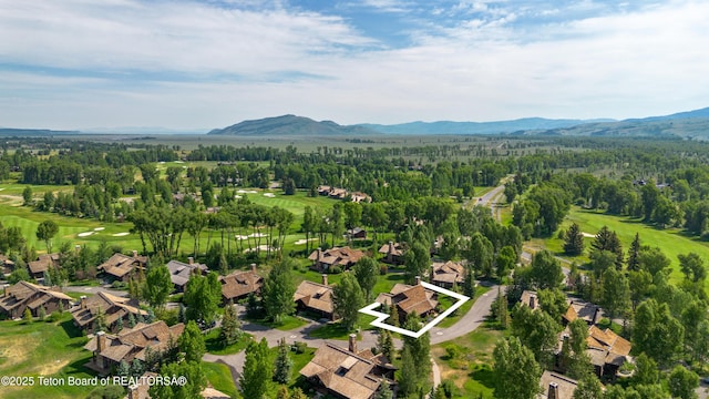 5862 N Coneflower Dr Unit 17, Jackson, WY 83001 - aerial view of residential area with a mountain backdrop and property boundaries highlighted