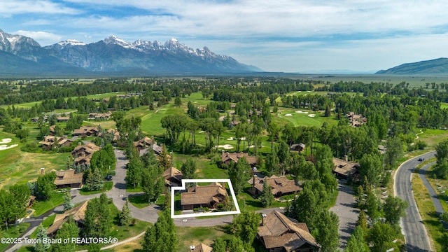 5862 N Coneflower Dr Unit 17, Jackson, WY 83001 - aerial perspective of suburban area featuring property parcel outlined and a mountain backdrop