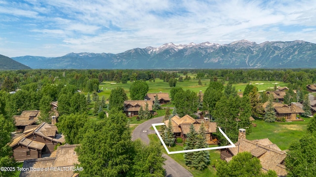 5862 N Coneflower Dr Unit 17, Jackson, WY 83001 - aerial overview of property's location featuring mountains and property boundaries highlighted